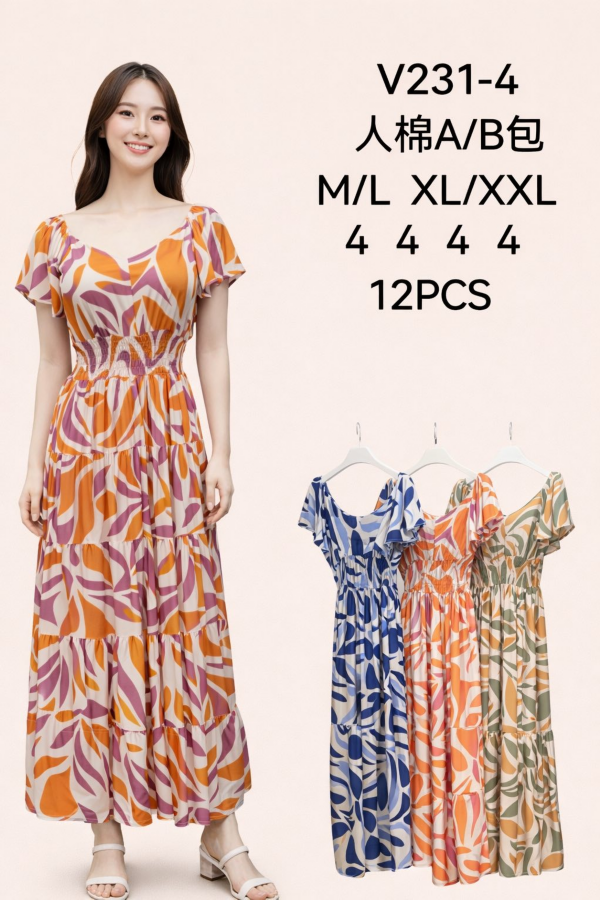 Sukienki damskie Roz M-2XL,  Mix Kolor .Paczka 12 szt 1